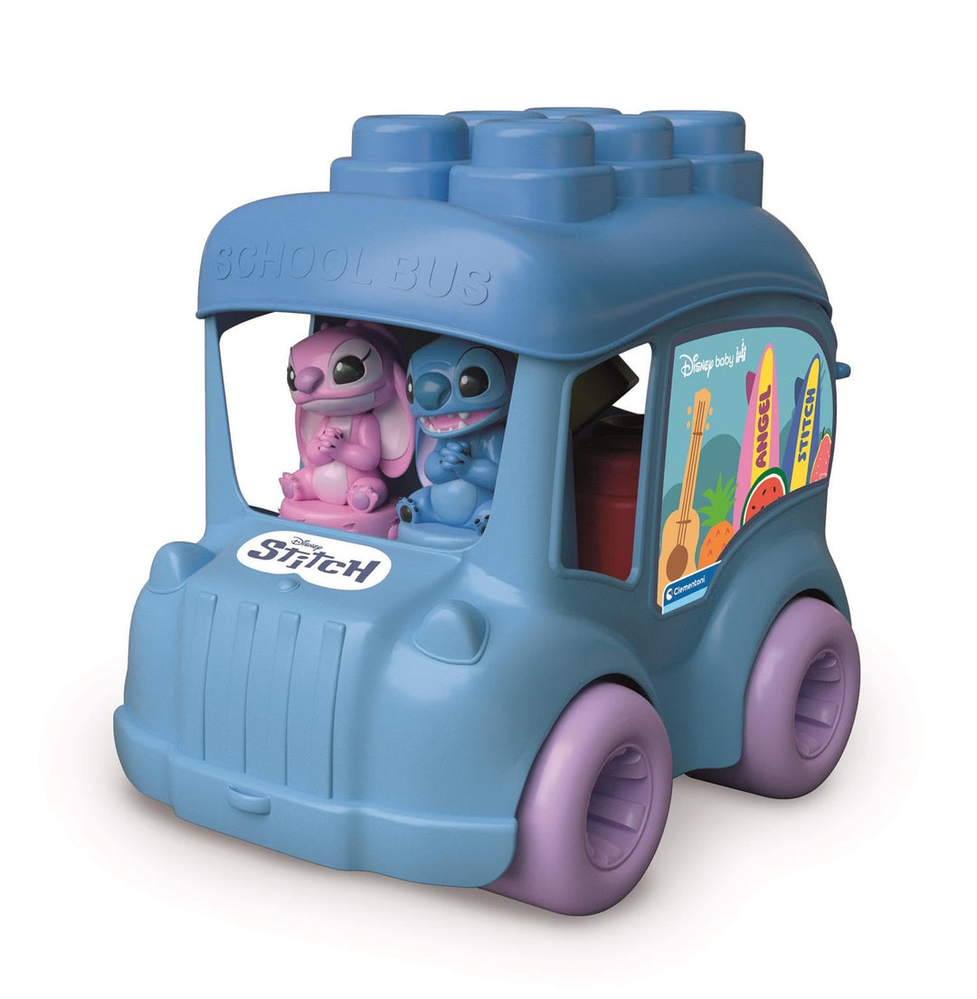 Clementoni Clemmy Disney Stitch Bus - Sensorik-Spielzeug mit weichen Blöcken & Zwei Figuren von Stit