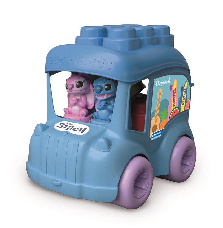 Clementoni Clemmy Disney Stitch Bus - Sensorik-Spielzeug mit weichen Blöcken & Zwei Figuren von Stit