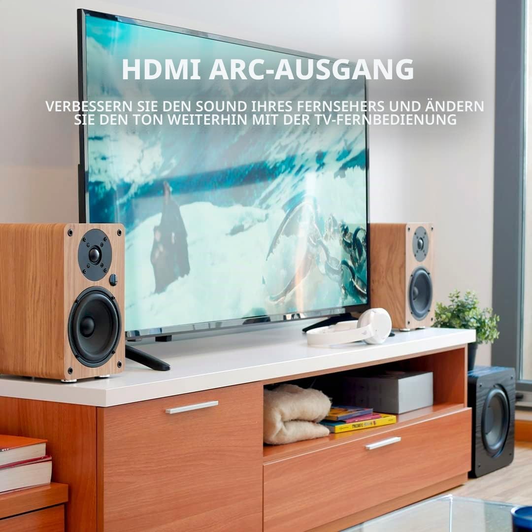 VULKKANO A5 ARC Aktivlautsprecher mit 5.25" Woofer, Bluetooth 5.0, HDMI ARC, Optica, RCA, USB, mit S