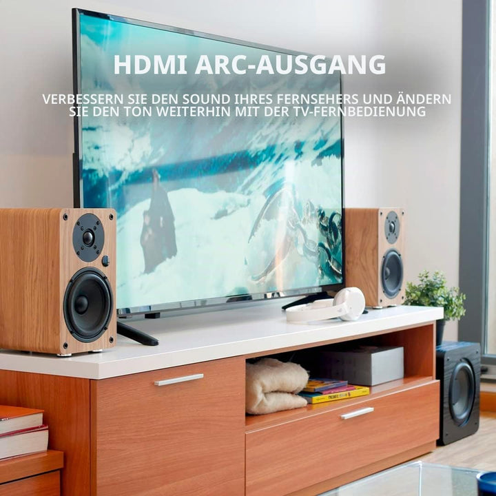 VULKKANO A5 ARC Aktivlautsprecher mit 5.25" Woofer, Bluetooth 5.0, HDMI ARC, Optica, RCA, USB, mit S