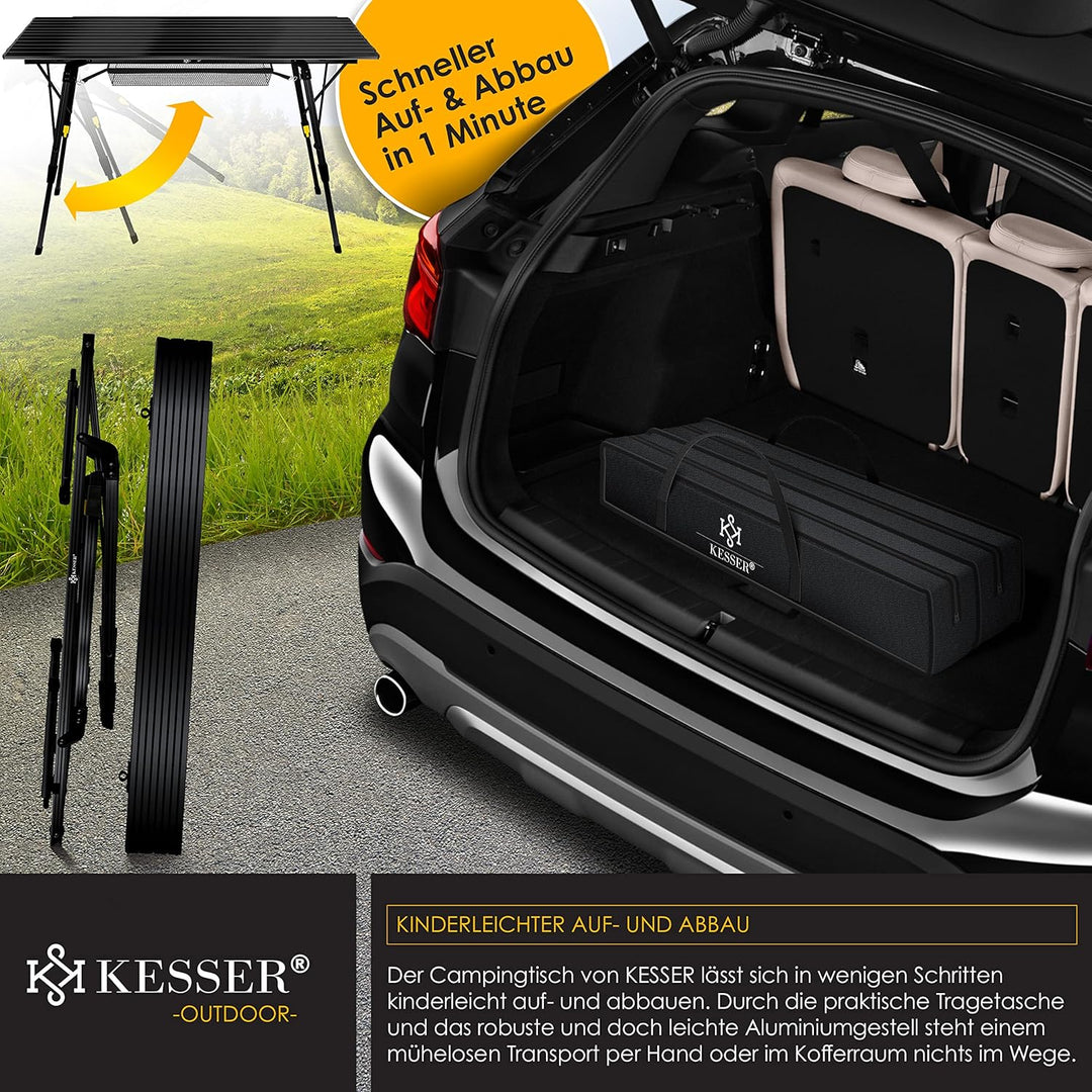 KESSER® Campingtisch faltbar Klapptisch mit Aluminiumrahmen Aufrollbare Tischplatte Falttisch klappb