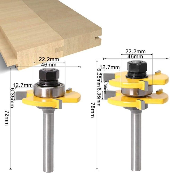 45 Grad Lock Mitre Router Bit, APLUS Holzfräser, Nutfräser + 8 mm Schaft Zungenschaft und Nutfräse S