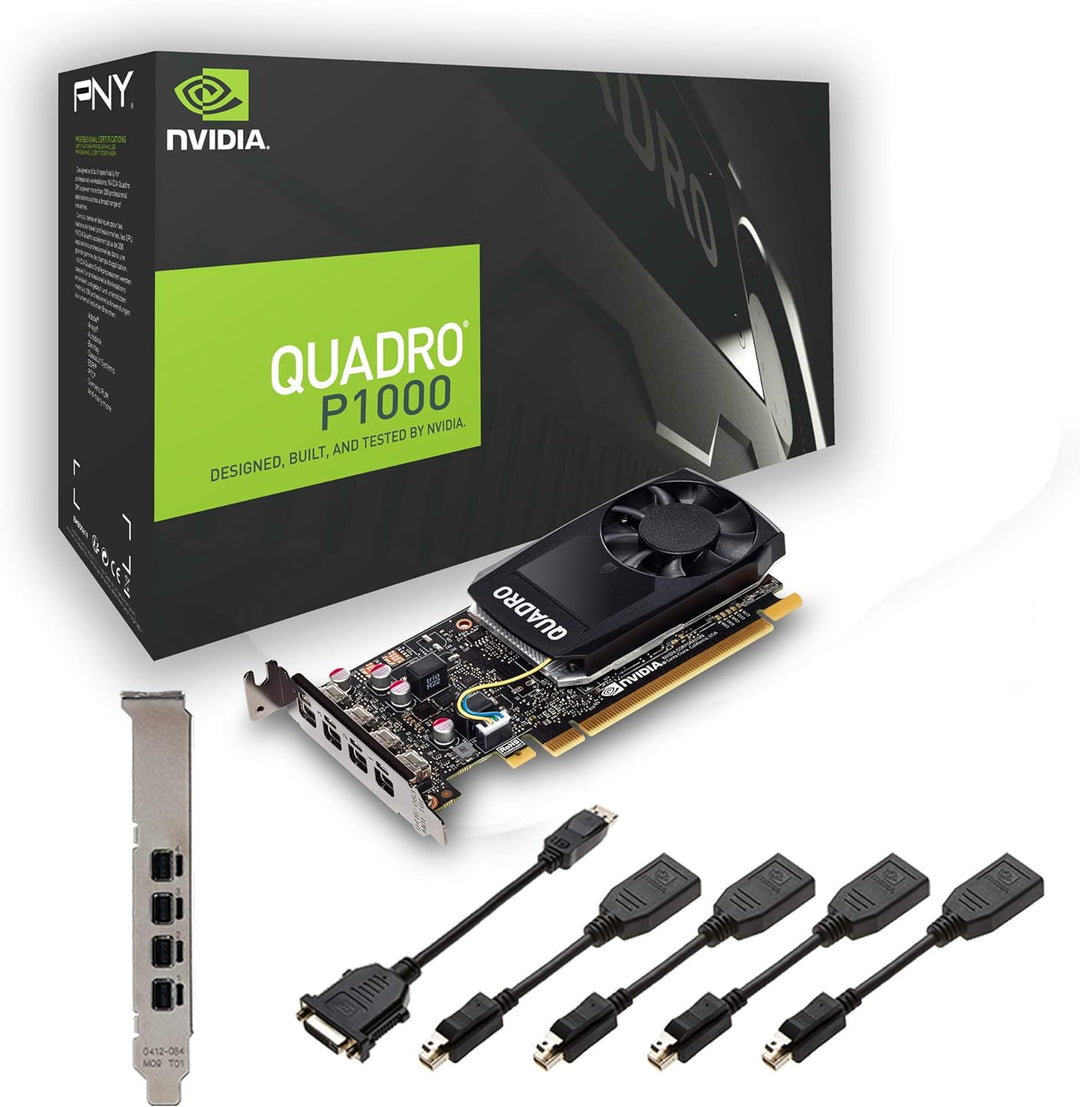 PNY Quadro P1000 Professional Graphic Card 4GB GDDR5 PCI Express 3.0 x16, Single Slot, 4x Mini-Displ