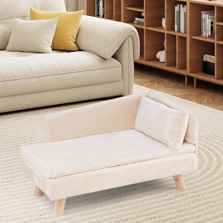 GOPLUS Luxus Katzensofa, Erhöhtes Hundebett mit Rückenlehne, abnehmbarem Kissen &amp; Holzbeinen, Hundes
