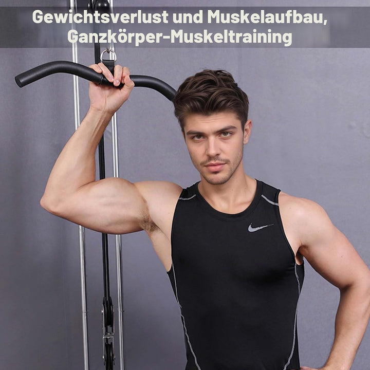 Latzug Griff, Bizeps Stange Trizeps Kabelzug, Latzugstange Kurz 48 cm Schwarz, Gym Zuhause Bodybuild