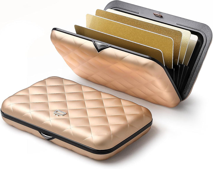 ÖGON Smart Wallets - Aluminium Geldbörse Quilted Button für Damen - RFID-Schutz - Bis zu 10 Karten u