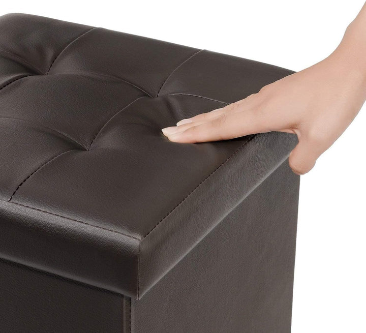 Bonlife Faltbarer Sitzhocker Hocker Mit Stauraum, Aufbewahrungsbox mit Stauraum, Kunstleder Fusshock