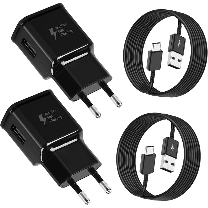 2er Pack USB C Ladegerät mit Ladekabel 1,5m für Samsung Galaxy S22 S21 S20 S8+ S9+ S10+ S10e S9 S8 A
