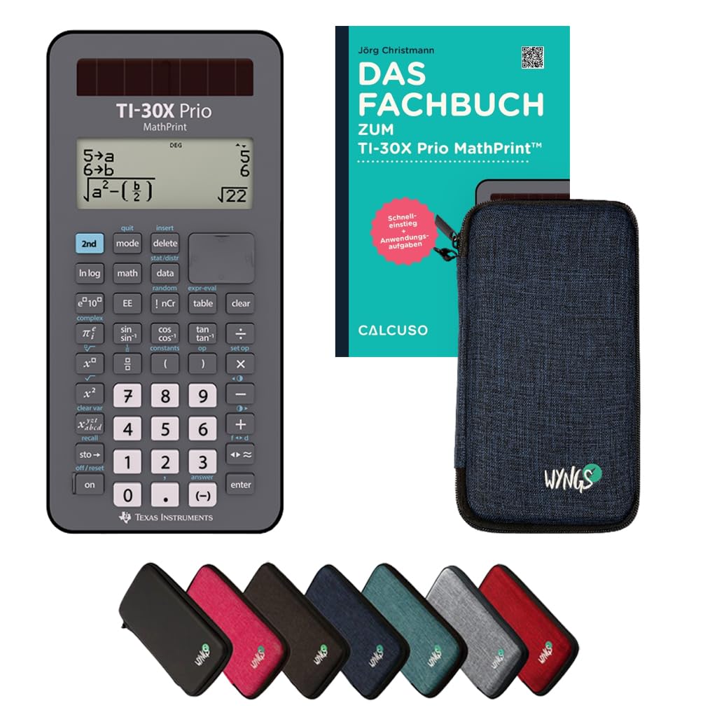 CALCUSO Standardpaket: TI-30X Prio MathPrint + WYNGS Schutztasche blau + Fachbuch + Erweiterte Garan