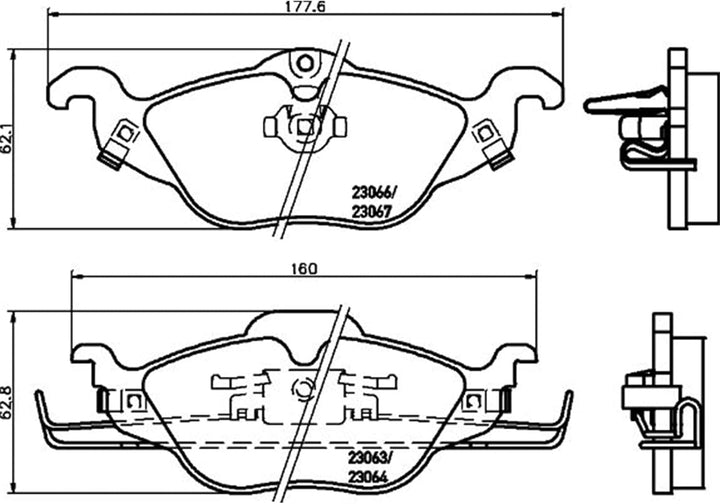 HELLA PAGID 8DB 355 008-571 Bremsbelagsatz - T1164 - Dicke/Stärke: 17.3mm - Bremssystem: Teves - mit