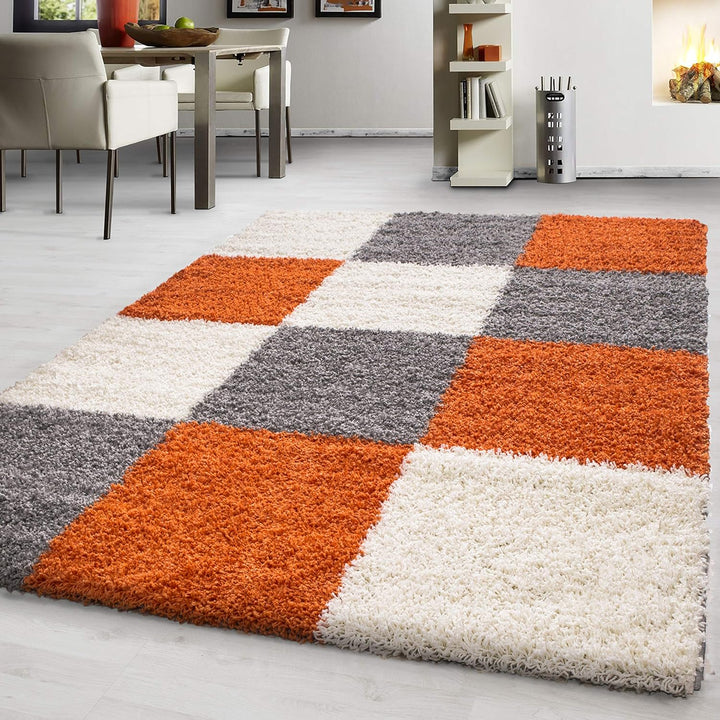 Hochflor Teppich Wohnzimmer Kariertes Design Schlafzimmer Esszimmer Flur Teppich Küchenteppich Weich