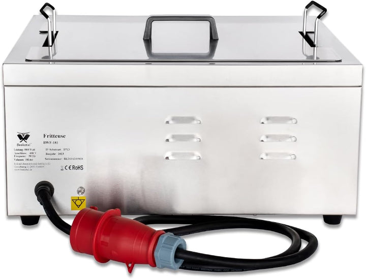 Beeketal 'BWF-181' Profi Gastronomie Kaltzonen Fritteuse/Fettbackgerät (18l Volumen für max. 13l Öl)