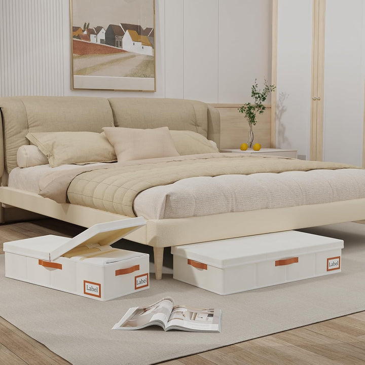 Yawinhe 2 Stück Unterbett Aufbewahrungsbox, Kleideraufbewahrungstasche Mit abnehmbarem Deckel und Gr