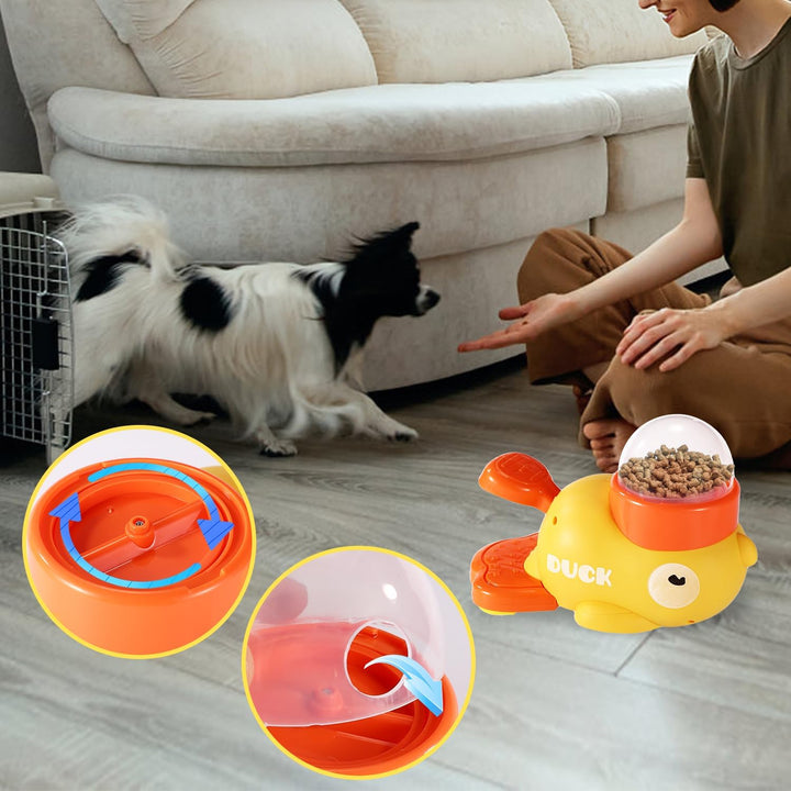 Lyreh Langsamer Futterspender in Entenform, Interaktives Bereicherndes Leckerli Spender Spielzeug Gu