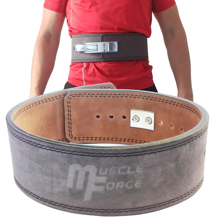 Leder Powerlifting Gürtel mit Stahlschnalle - Gewichthebergürtel für Powerlifting, Weightlifting Bel