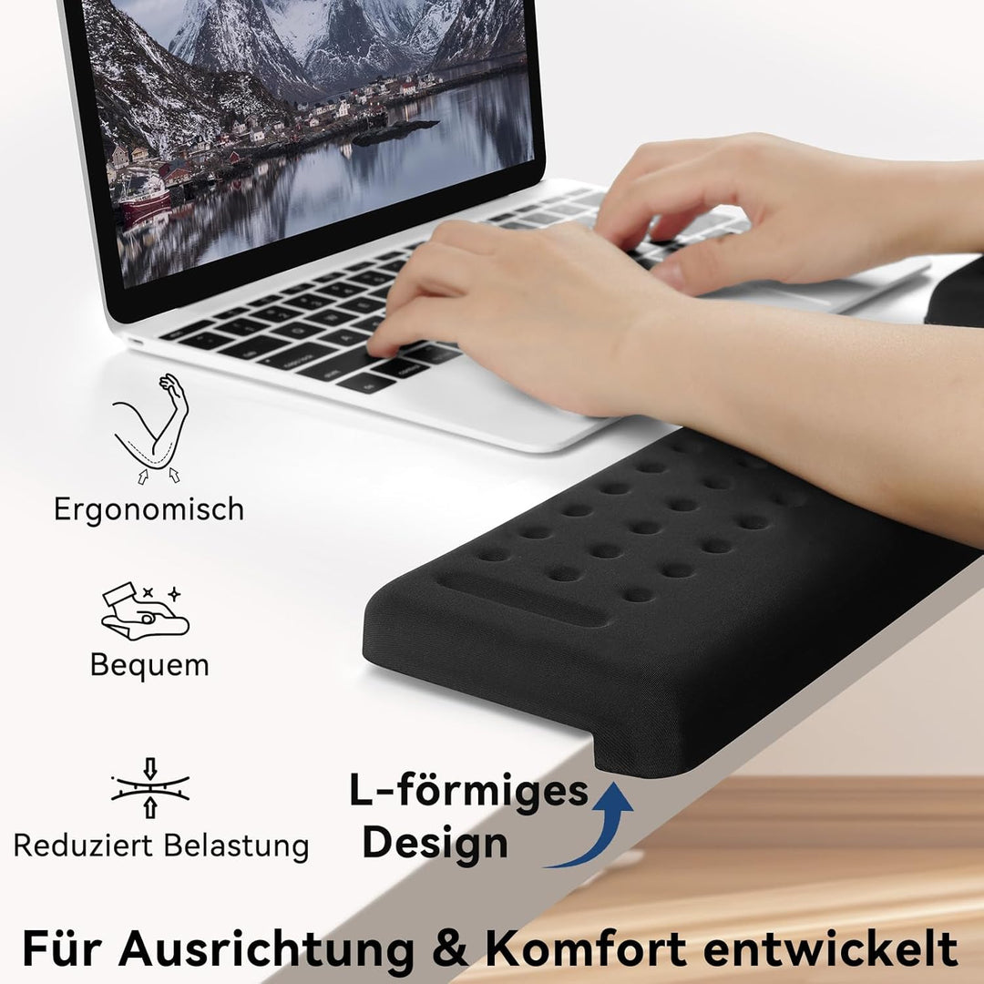 L-förmige Armauflage für Schreibtischkante, 2er Set Memory-Schaum Handgelenkauflage & Ellbogenauflag