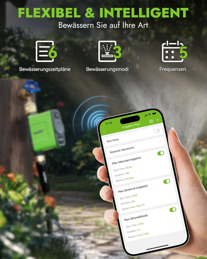 RAINPOINT Bewässerungscomputer WLAN mit Antennen-Gateway und Messingeinlass IP65 Bewässerungssteueru