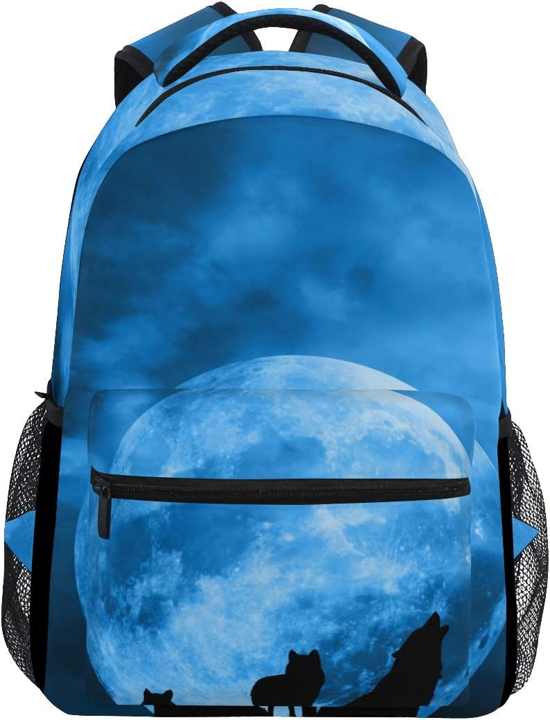 Wolfskunstraum Schulter Rucksack Bookbag für Teen Jungen Mädchen Kinderrucksack Laptop Büchertasche