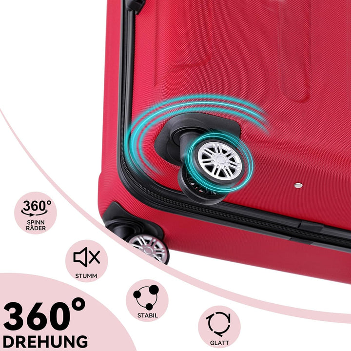 BEIBYE Zwillingsrollen Hardcase Reisekoffer Koffer Trolleys Hartschale in XL-L-M in 14 Farben (Rot,