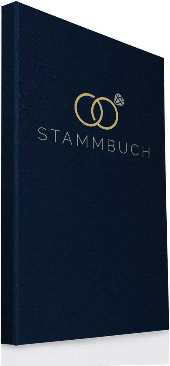 Hochzeitideal Stammbuch der Familie DIN A4 'Liebesbund' Leinen (Dunkelblau), Dunkelblau