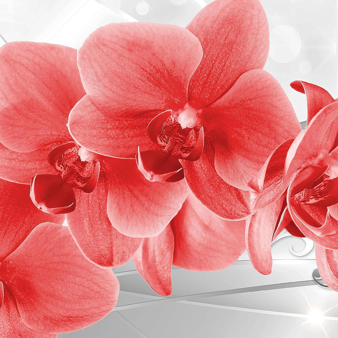 Runa Art Wandbilder Blumen Orchidee 5 Teilig Bild auf Vlies Leinwand Deko Wohnzimmer Silber Rot 2107