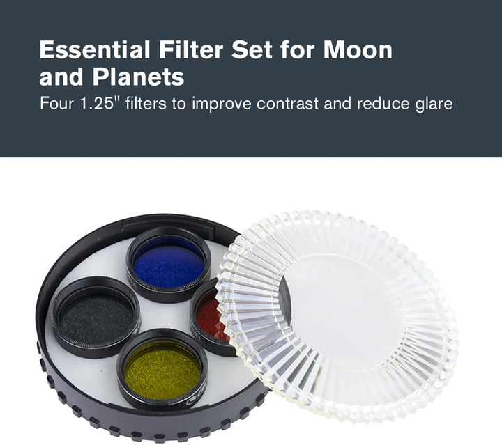 Celestron 94119-10 lunares und planetares Okular-Filterset, 4 Stück - Mit sattem Gelb (12), Orange (