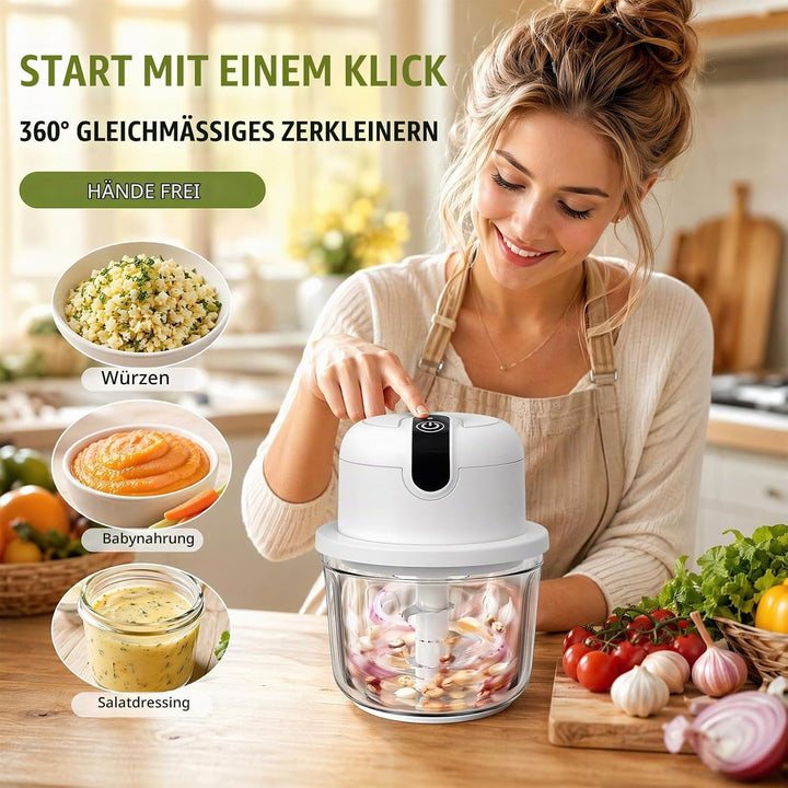 Elektrischer Küchenzerkleinerer, Knoblauch Zerkleinerer, USB-Aufladung, Gemüsezerkleinerer, Mini-Küc