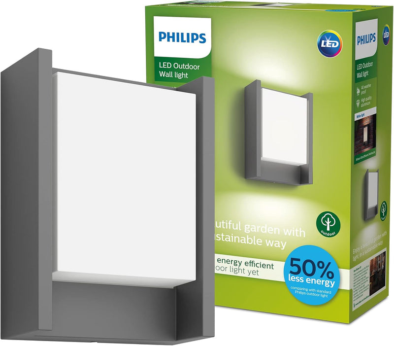 Philips Arbour ultraeffiziente Wandleuchte, 1x 3,8 W,warmweiss, anthrazit Ultra Effizient (Eel A) 1-