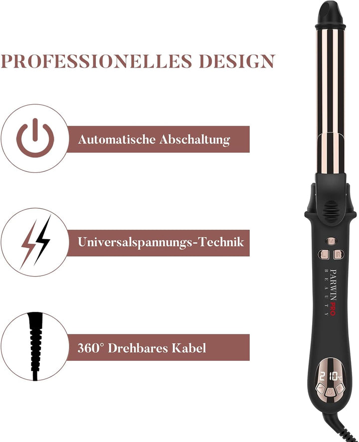 360° Rotierender Lockenstab Automatisch, PARWIN PRO BEAUTY Lockenstab Curling Iron 25mm, Nano-Titan-