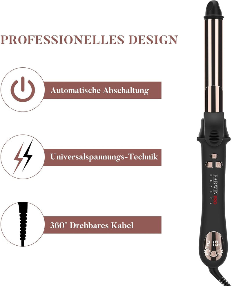 360° Rotierender Lockenstab Automatisch, PARWIN PRO BEAUTY Lockenstab Curling Iron 25mm, Nano-Titan-