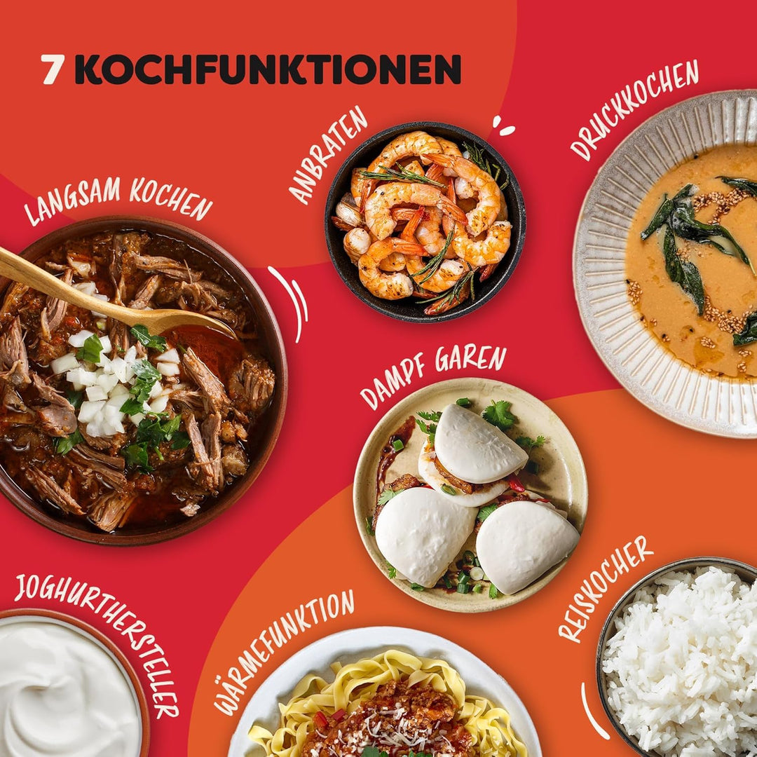 Instant Pot Duo 30 Elektro-Multikocher 3L - Schnellkochtopf, Schongarer, Reiskocher, Sautierpfanne,