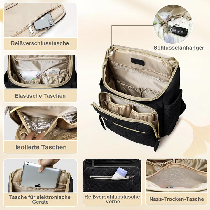 MISSFONG Baby Wickelrucksack Wickeltasche, Wickelrucksack Gross Babytaschen Rucksack Lässig mit Mult