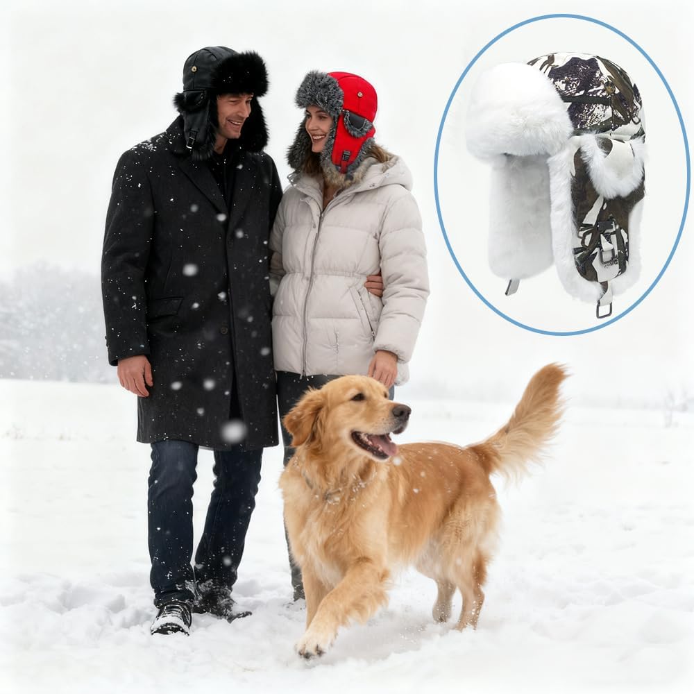 Alkaidstar Unisex Fliegermütze Rib Wolle Bomber Aviator Pilot Hat Faux Fellmütze Winter Russische Mü