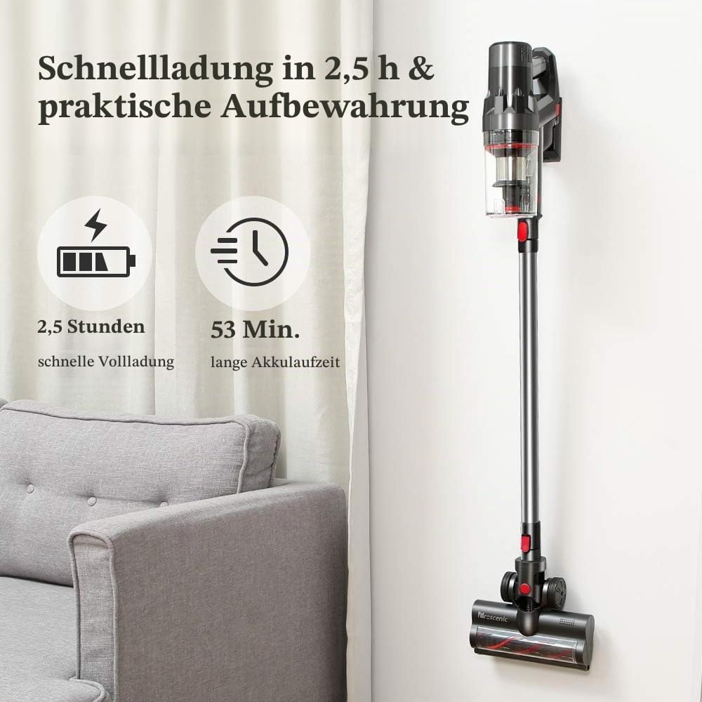 Proscenic P11 Akku Staubsauger, kabelloser Staubsauger, 30,000 Pa Starke Saugleistung, Betriebsdauer