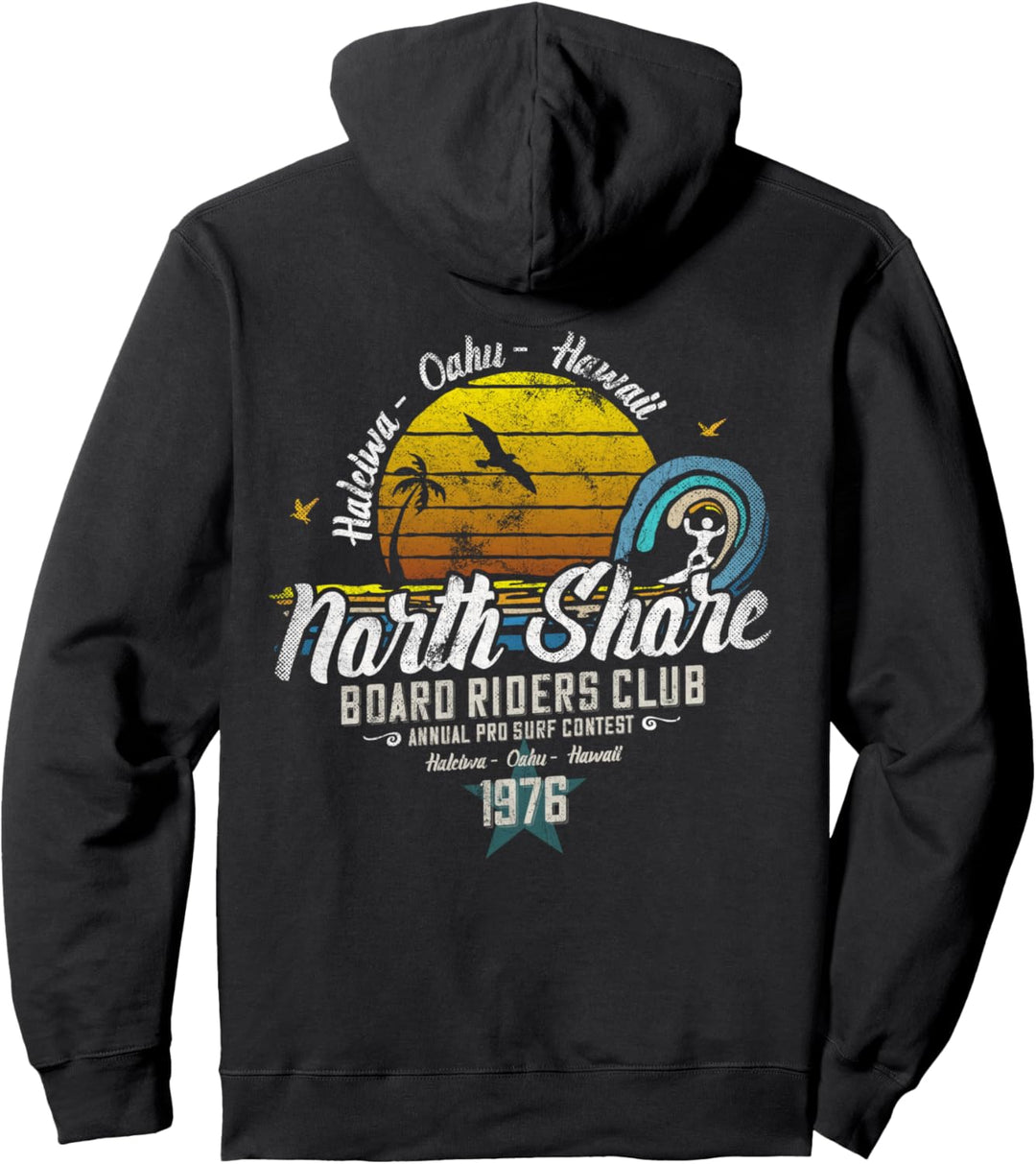 Weinlese North Shore Board Riders Surfing Club, Oahu, Hawaii Pullover Hoodie