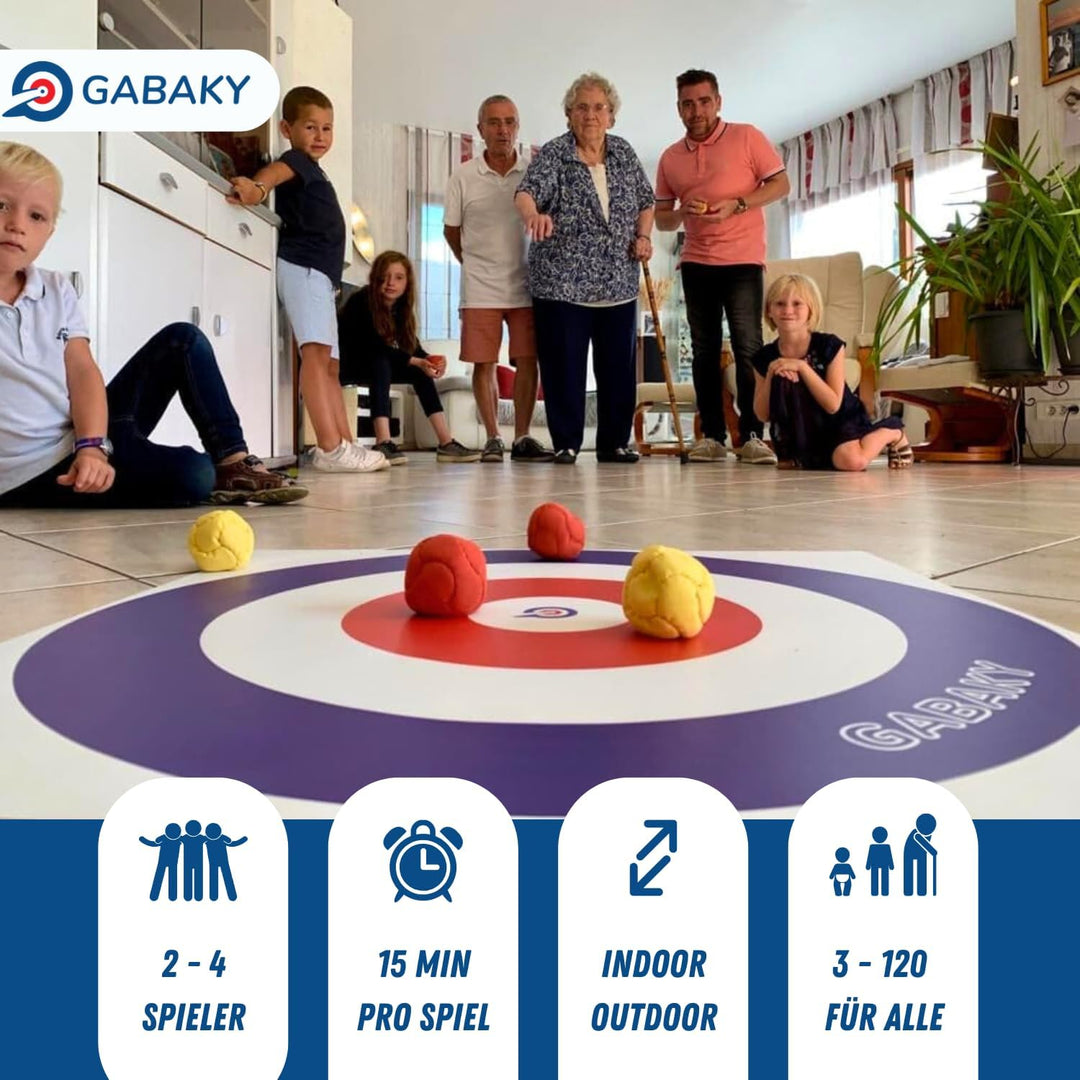 GABAKY Originelles Boccia-Spiel, Mix aus Puck und Curling, Ziel mit 8 weichen Kugeln, für jedes Terr