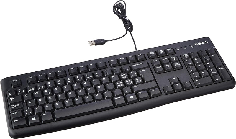 Logitech K120 Kabelgebundene Business Tastatur für Windows und Linux, USB-Anschluss, Leises Tippen,