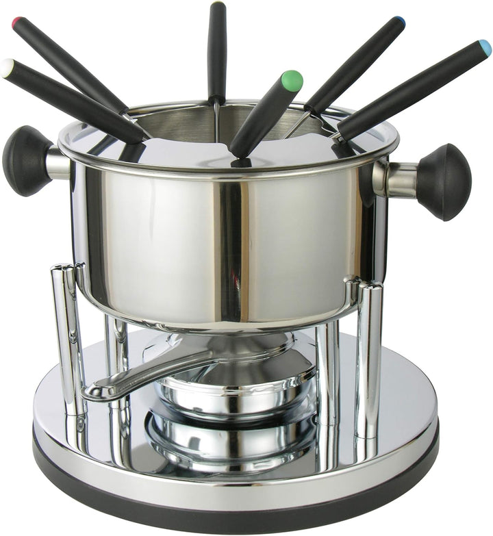 Lentz Fondue-Set aus Edelstahl für 6 Personen | inklusive Besteck | betrieben mit Brennpaste | Topf