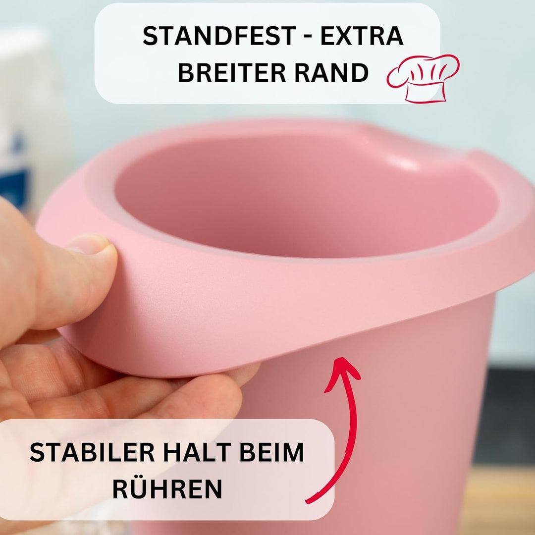 Westmark Quirltopf mit zweigeteiltem Deckel, 1 l, Mit Ausgiesser, Kunststoff, Rosa/Weiss, 3151227P R