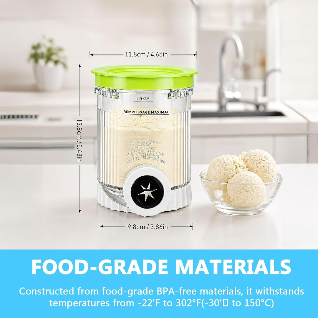 4er Set Ersatzbecher für Eiscreme-Maschinen 473ml Eiscremebehälter mit farbigen Deckeln, BPA-frei, S