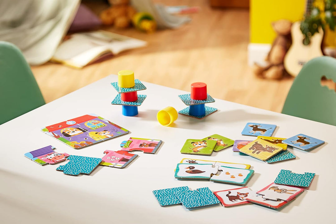 Lisciani - CAROTINA BABY - 4-in-1 Lernspielset für Kinder von 1 bis 4 Jahren: Balancier-Turm, 4 Puzz