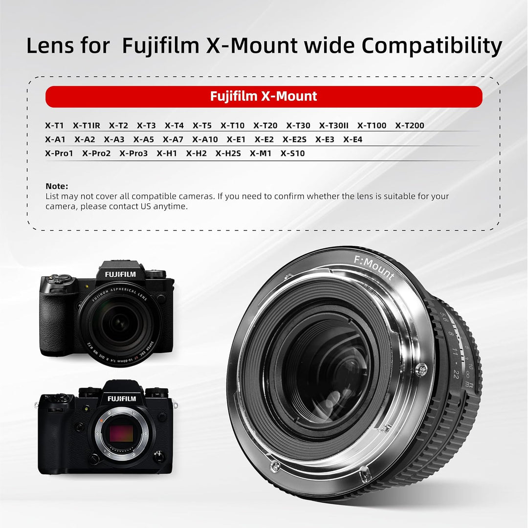 Pergear 25mm F1.7 Objektiv X Mount für Fujifilm, Manueller Fokus mit Grosser Blende Objektiv Fuji X