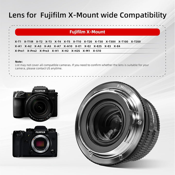 Pergear 25mm F1.7 Objektiv X Mount für Fujifilm, Manueller Fokus mit Grosser Blende Objektiv Fuji X