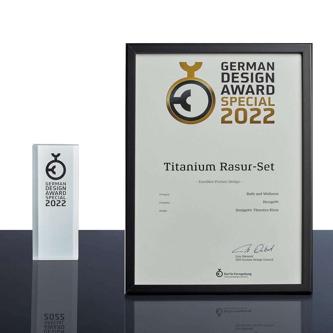 Design94 Rasierhobel aus Titan - Titanium ausgezeichnet mit dem German Design Award 2022 Titangrau 1