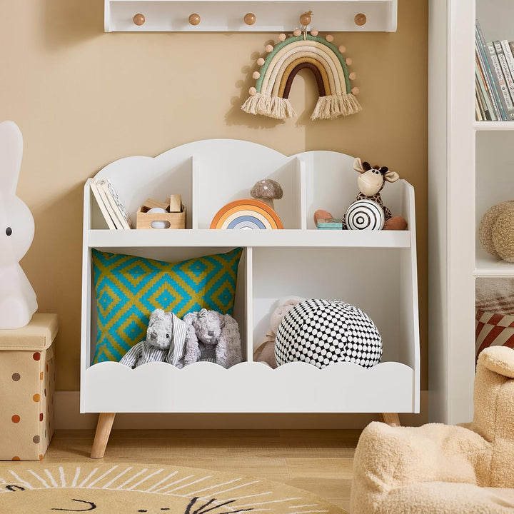 SoBuy Kinderregal mit 5 Fächern Aufbewahrungsregal für Kinder Bücherregal Montessori Regal weiss BHT
