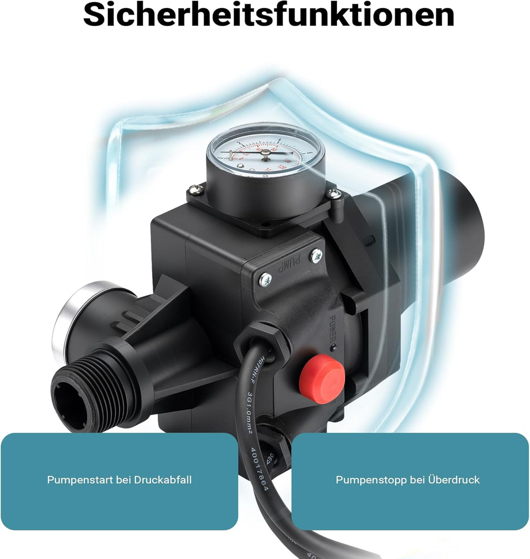 Druckschalter mit Kabel SKD-3 230V 1-phasig Pumpensteuerung Druckwächter für Hauswasserwerk Brunnen