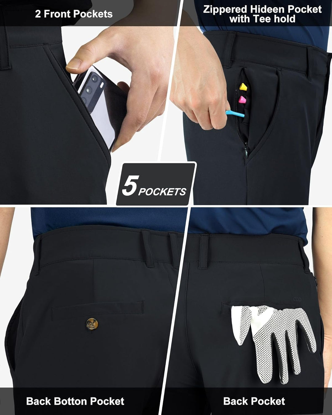 33,000ft Herren Golfhosen Atmungsaktive Stretch Hose für Männer Schnelltrockende Stretch Lange Golfh