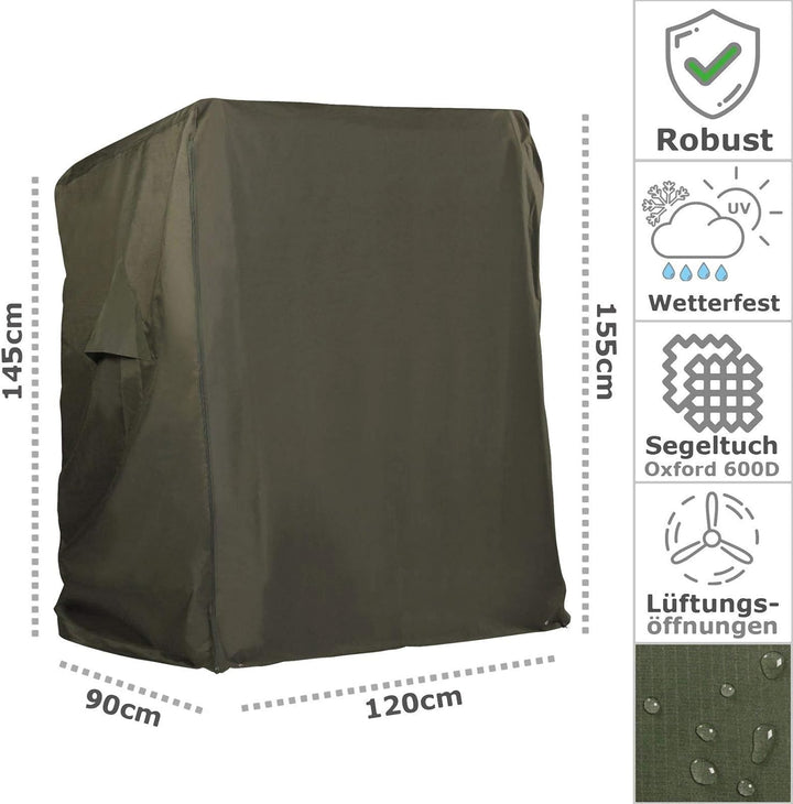 Strandkorb Hanse Schutzhülle Winterfest aus 600 D Oxford Gewebe mit extra flexiblem Klettverschluss,