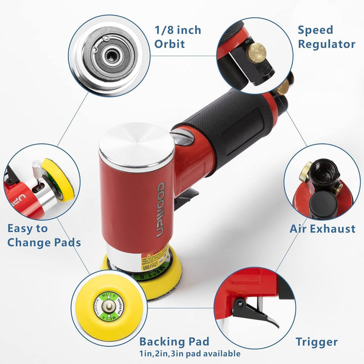 2 Zoll 3 Zoll Mini-Exzenter-Luftschleifer50mm 75mm | kleines pneumatisches Exzenterschleifer-Kit mit