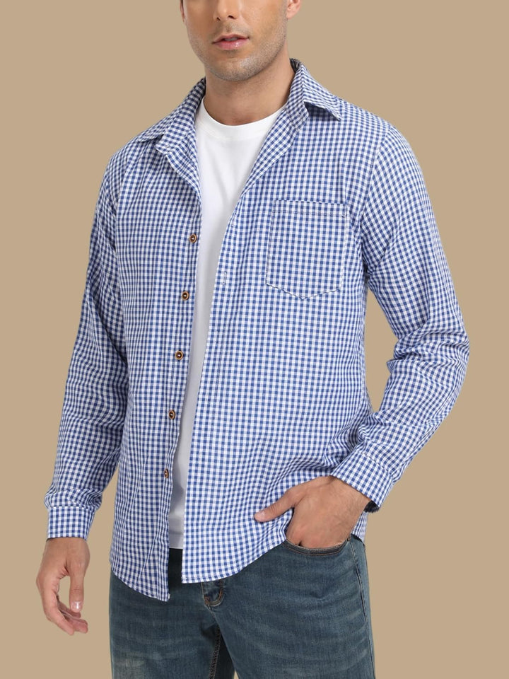 Yukiuiny Herren Holzfällerhemd 100% Baumwolle Langarm Kariertes Hemd Casual Button Down Flanell Frei